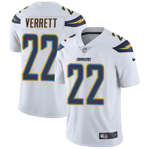 Nike Chargers #22 Jason Verrett White Men's Stitched NFL Vapor Untouchable Limited Jersey - Click Image to Close